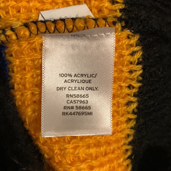 Women's Black Yellow Blue Colorblock Fuzzy Sweater Size XL NEW - Picture 4 of 5